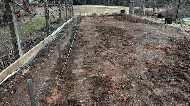 High tunnel grounding posts set in the garden